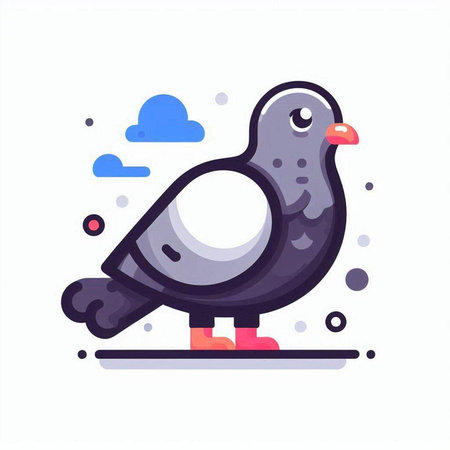 Pigeon flat color vector icon. Bird on white background.のイラスト素材