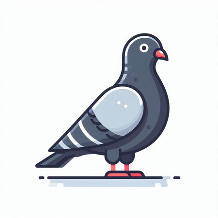 Pigeon on a white background. Vector illustration in flat style.のイラスト素材