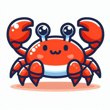 Cute cartoon crab character. Vector illustration isolated on white background.のイラスト素材