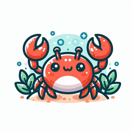 Cute cartoon crab on white background. Vector flat cartoon character illustration.のイラスト素材