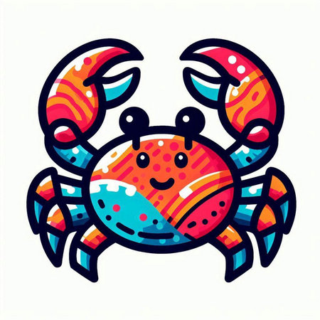 Cute cartoon crab isolated on a white background. Vector illustration.のイラスト素材