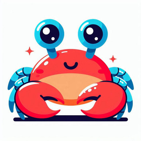 Cute cartoon crab. Vector illustration isolated on a white background.のイラスト素材
