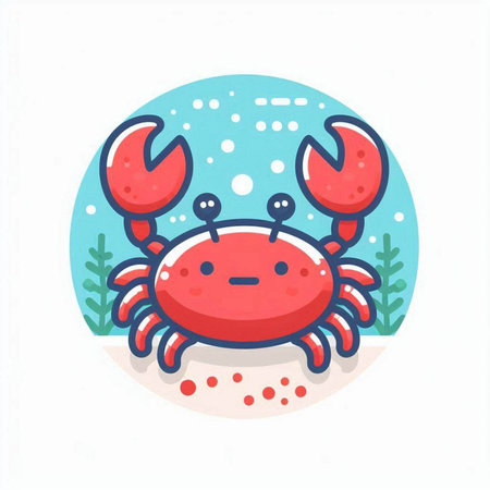 Cute crab icon. Vector illustration in cartoon style on white background.のイラスト素材