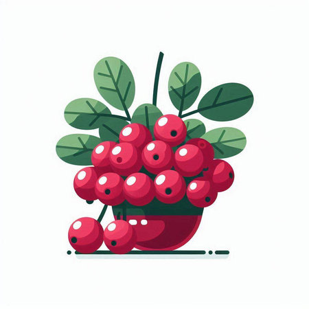 Vector illustration of a bunch of red currant in a vase.のイラスト素材