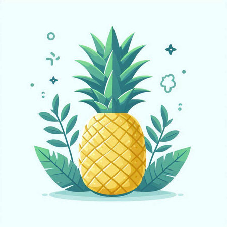 Pineapple tropical fruit. Vector illustration in flat cartoon style.のイラスト素材