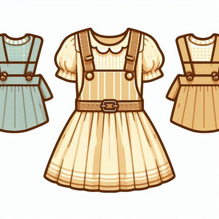 Children's clothing set. Vector illustration of a dress for a girl.のイラスト素材