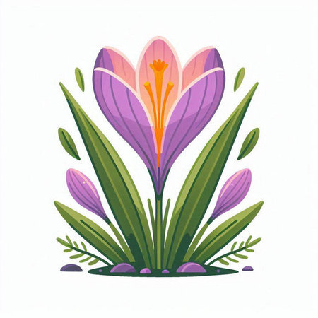 Crocuses, spring flowers, crocuses, vector illustrationのイラスト素材