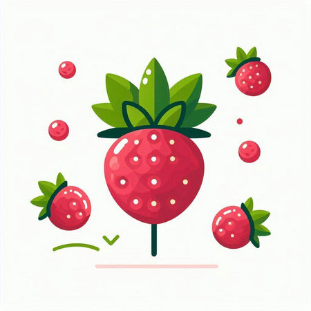 Strawberry vector illustration isolated on white background. Flat style.のイラスト素材
