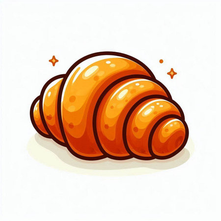 Croissant vector illustration. Cute cartoon croissant icon.のイラスト素材