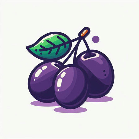 Vector illustration of a bunch of ripe black olives on a white backgroundのイラスト素材