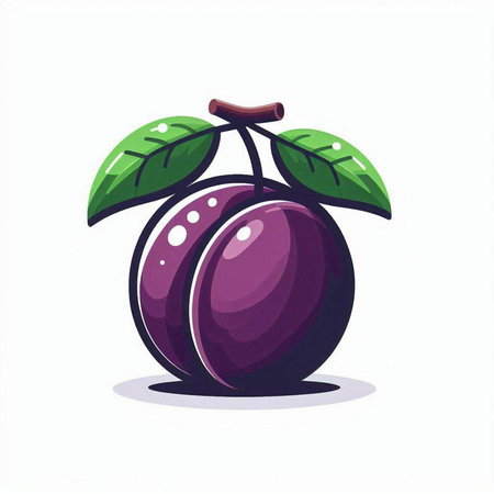 Plum vector icon isolated on white background. Vector illustration of fruitのイラスト素材