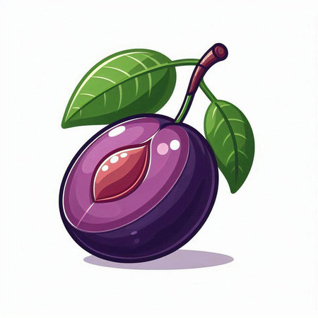Illustration of a plum on a white background. Vector illustration.のイラスト素材