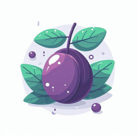 Plum fruit vector illustration. Isolated on a white background.のイラスト素材