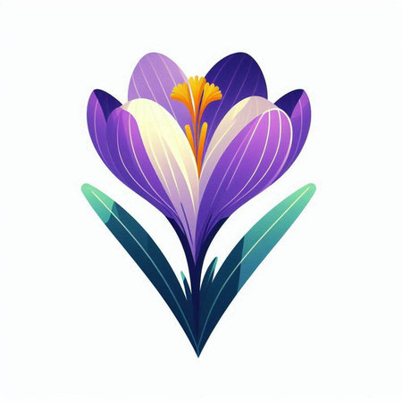 Beautiful crocus flower isolated on white background. Vector illustration.のイラスト素材