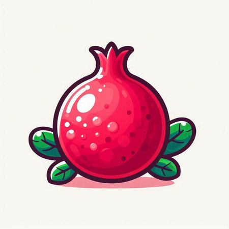 Ripe pomegranate on a white background. Vector illustration.のイラスト素材