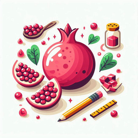Pomegranate fruit icons set. Cartoon illustration of pomegranate fruit icons for web designのイラスト素材