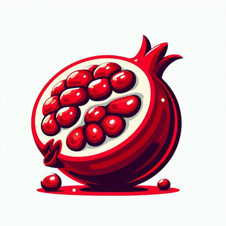 Pomegranate vector illustration, isolated on the white background.のイラスト素材