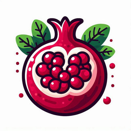 Pomegranate fruit vector illustration isolated on a white background.のイラスト素材