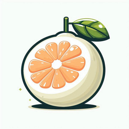 Pomelo fruit isolated on a white background. Vector illustration.のイラスト素材