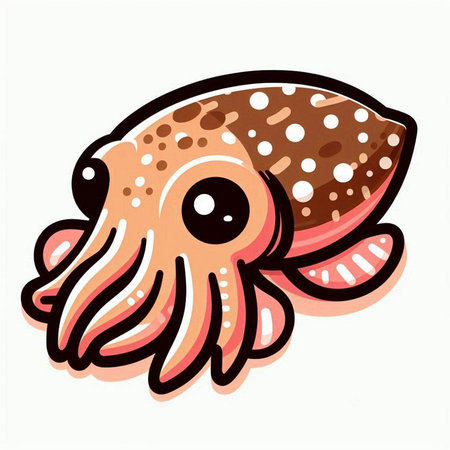 Illustration of a cute cartoon octopus isolated on a white backgroundのイラスト素材