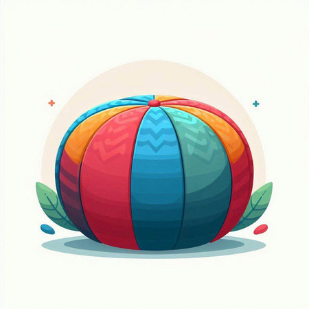 Illustration of colorful beach ball on white background. Vector illustration.のイラスト素材