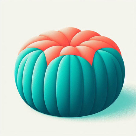 3d illustration of a green pumpkin with red and blue stripes.のイラスト素材