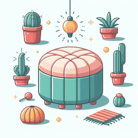 Cactus and potted plants. Vector illustration in cartoon style.のイラスト素材