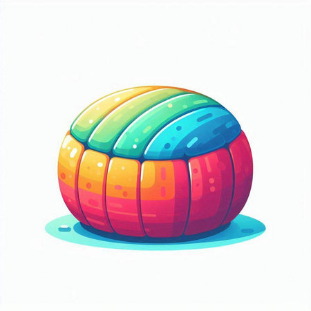 Funny multicolored beach ball isolated on white background. Vector illustration.のイラスト素材
