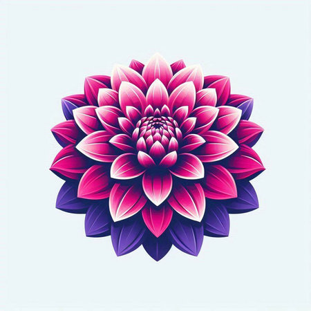 Beautiful pink dahlia flower on blue background. Vector illustration.のイラスト素材