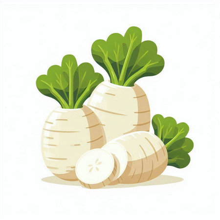 Fresh turnip isolated on a white background. Vector illustration. Eps 10.のイラスト素材