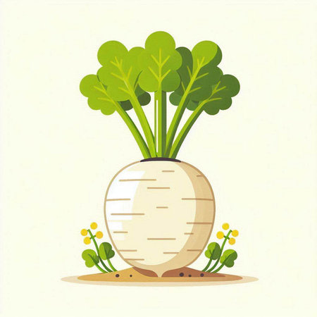 fresh radish isolated on a white background. Vector illustration in flat styleのイラスト素材