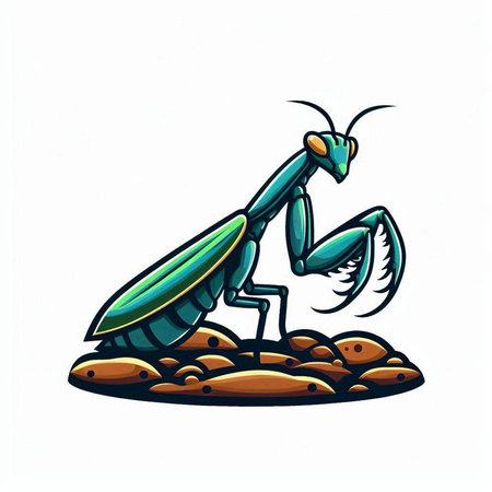 Praying mantis, vector illustration on a white background.のイラスト素材