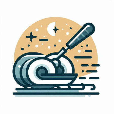 Frying pan and roll of towel. Vector illustration in flat styleのイラスト素材