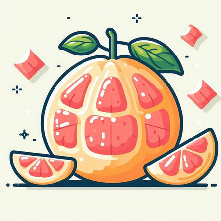 Vector illustration of ripe juicy grapefruit on white background. Healthy food concept.のイラスト素材