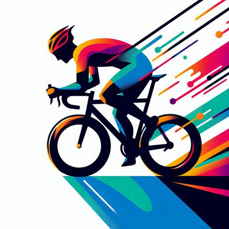 Cyclist vector illustration, abstract colorful background, eps10のイラスト素材