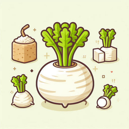 Celery root vegetable vector illustration. Cute cartoon celery root vegetable icon.のイラスト素材
