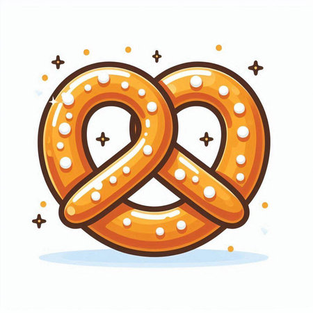 Baked pretzels. Vector illustration. Isolated on white background.のイラスト素材