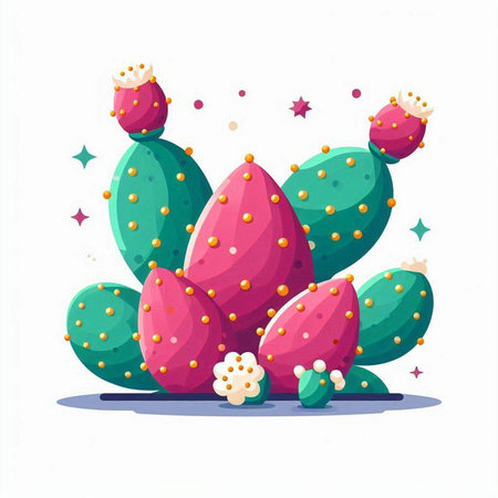 Cactuses on a white background. Vector illustration in cartoon style.のイラスト素材