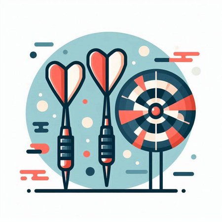 Darts and darts in flat line style. Darts and dartboard vector illustration.のイラスト素材
