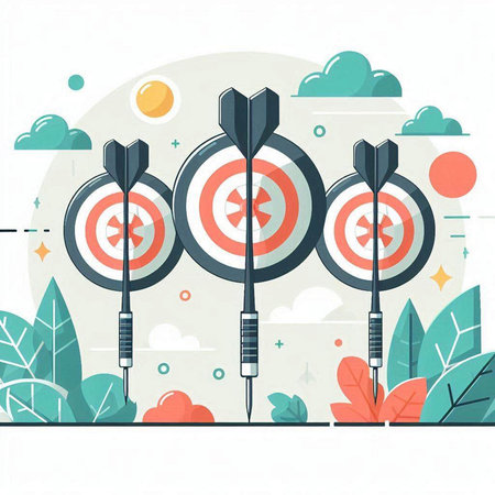 Darts on the background of nature. Flat design vector illustration.のイラスト素材