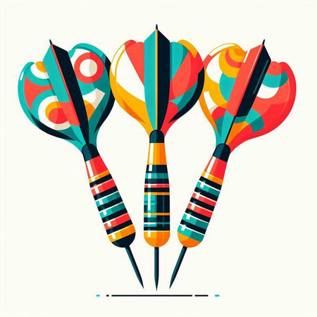 Darts on white background. Vector illustration. Flat style. Concept of success.のイラスト素材