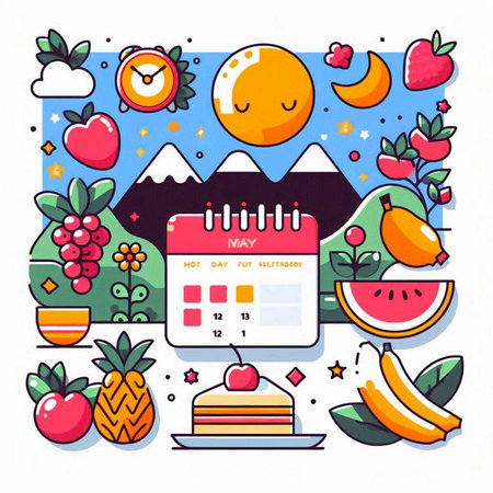 Colorful flat design concept of summer vacation. Vector illustration for your designのイラスト素材