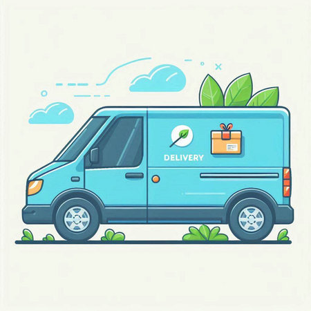 Delivery van. Delivery service. Freight transportation. Vector illustration.のイラスト素材