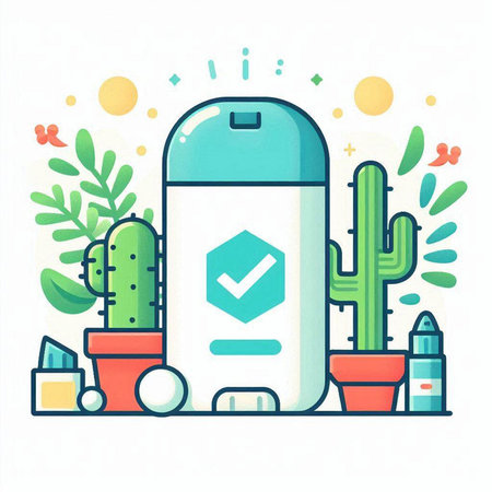 Cactuses in pots. Vector illustration in flat linear style.のイラスト素材