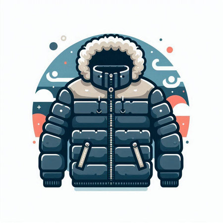 Winter jacket. Vector illustration. Flat style. Isolated on white background.のイラスト素材