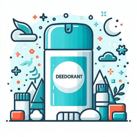 Flat line design style vector illustration of deodorant for body care.のイラスト素材