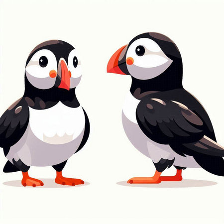 Puffin isolated on white background. Vector illustration in cartoon style.のイラスト素材