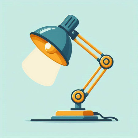 Illustration of a desk lamp in flat design style. Vector illustration.のイラスト素材