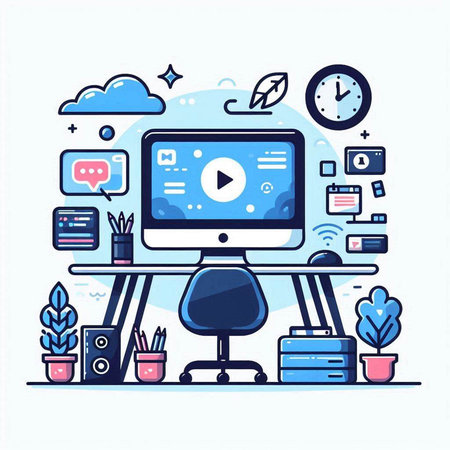 Modern flat design vector illustration concept of online education, remote learning, e-learning.のイラスト素材