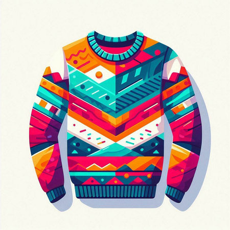 Vector illustration of a sweater in the style of the 80s.のイラスト素材